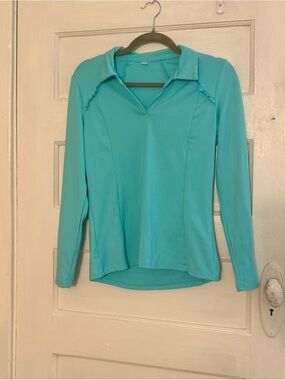 Women’s Long Sleeve V‑Neck Performance Top - Teal